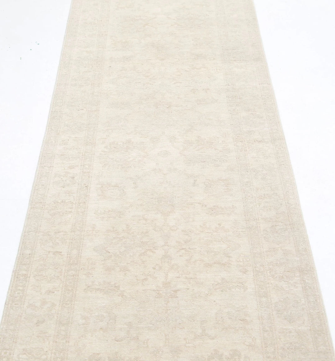Ivory Afghan Serenity Rug 2' 6" x 9' 5" Hand-Knotted | No. AT41423