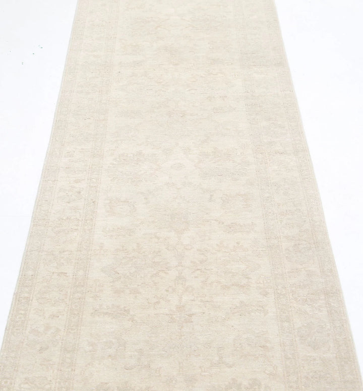 Ivory Afghan Serenity Rug 2' 6" x 9' 5" Hand-Knotted | No. AT41423