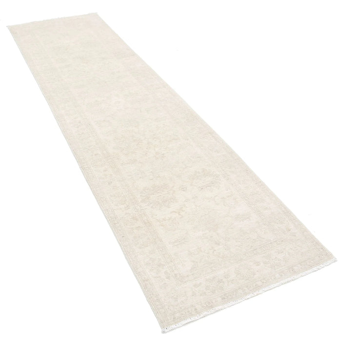 Ivory Afghan Serenity Rug 2' 6" x 9' 5" Hand-Knotted | No. AT41423
