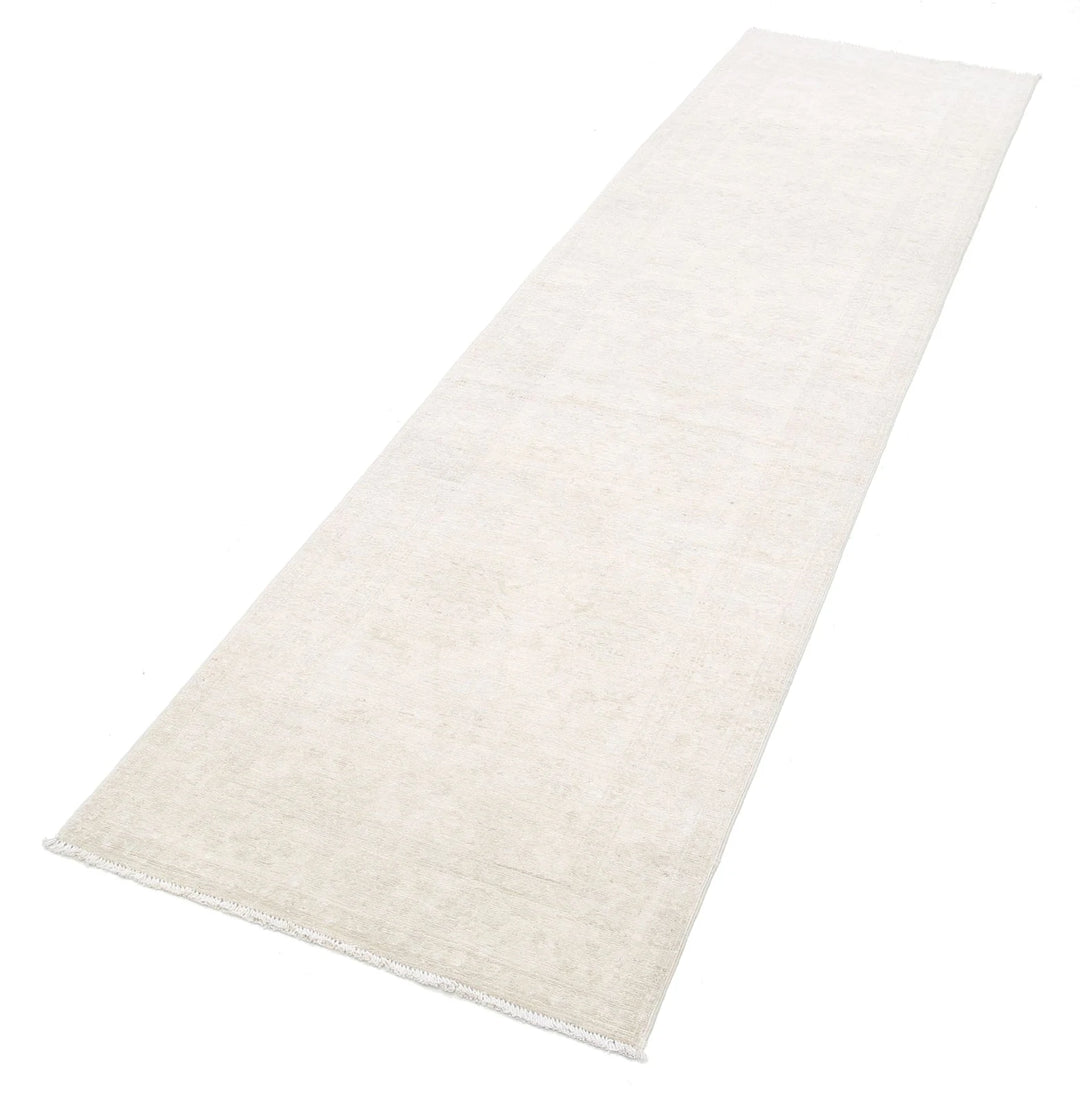 Ivory Afghan Serenity Rug 2' 6" x 9' 5" Hand-Knotted | No. AT41423