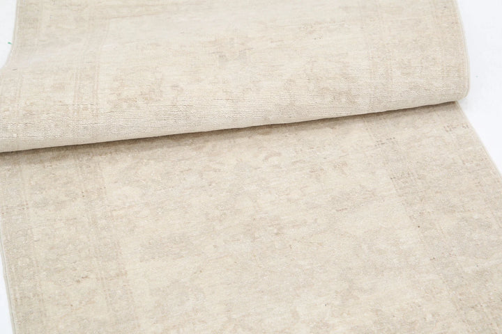 Ivory Afghan Serenity Rug 2' 6" x 9' 5" Hand-Knotted | No. AT41423