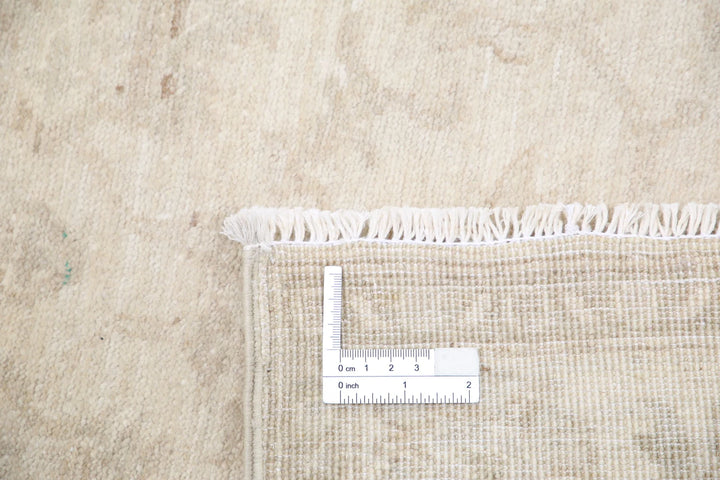 Ivory Afghan Serenity Rug 2' 6" x 9' 5" Hand-Knotted | No. AT41423