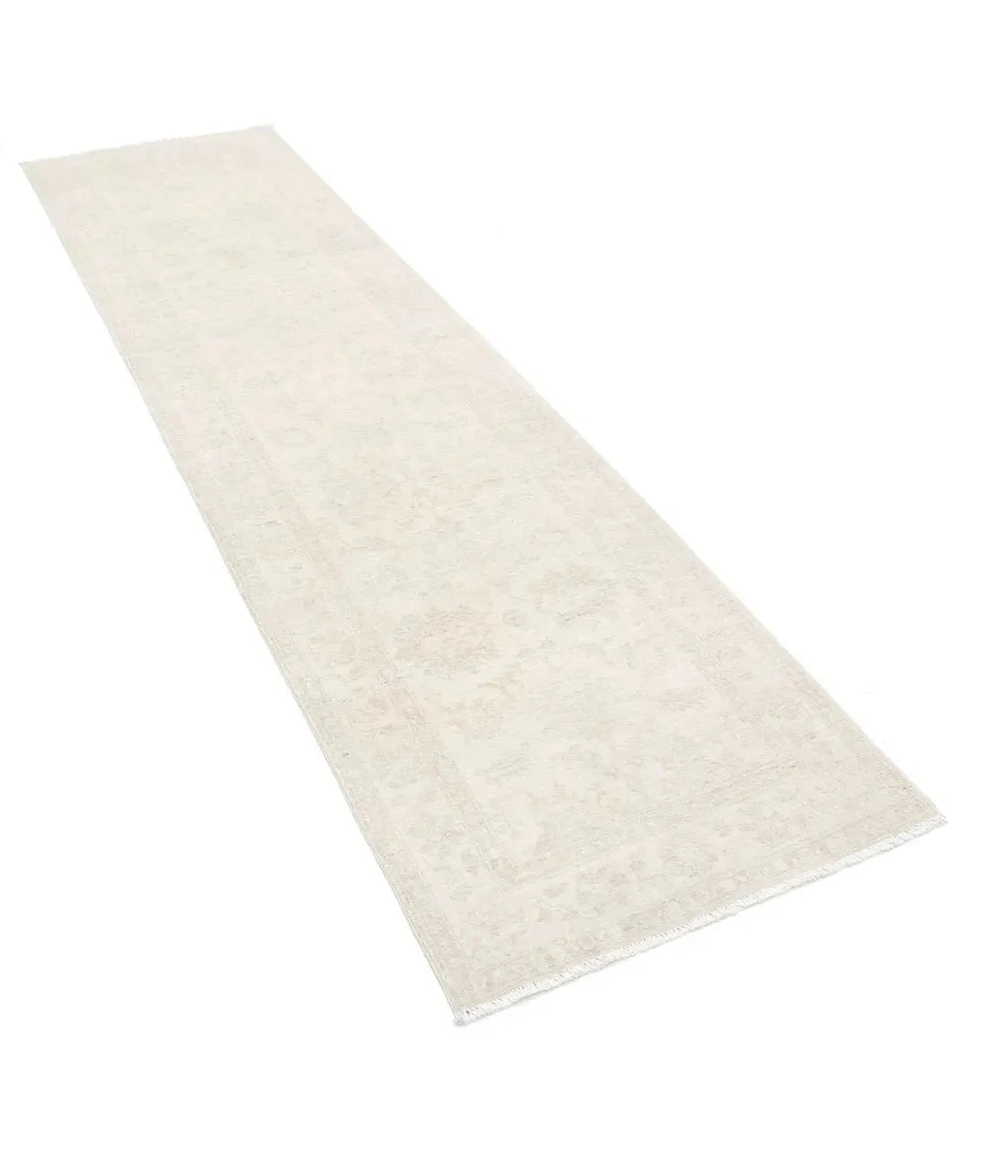Ivory Afghan Serenity Rug 2' 6" x 9' 5" Hand-Knotted | No. AT41423