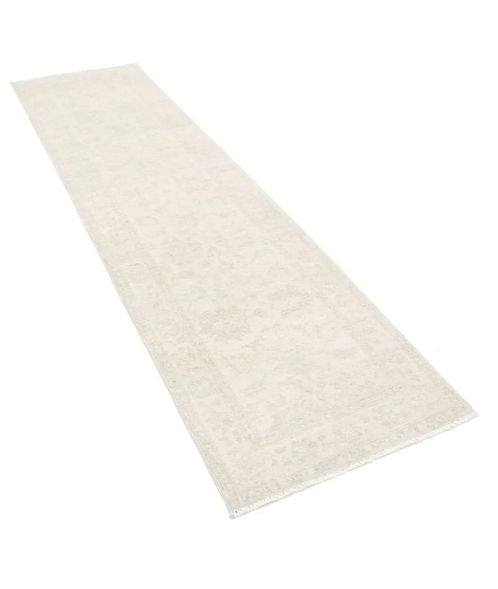 Ivory Afghan Serenity Rug 2' 6" x 9' 5" Hand-Knotted | No. AT41423