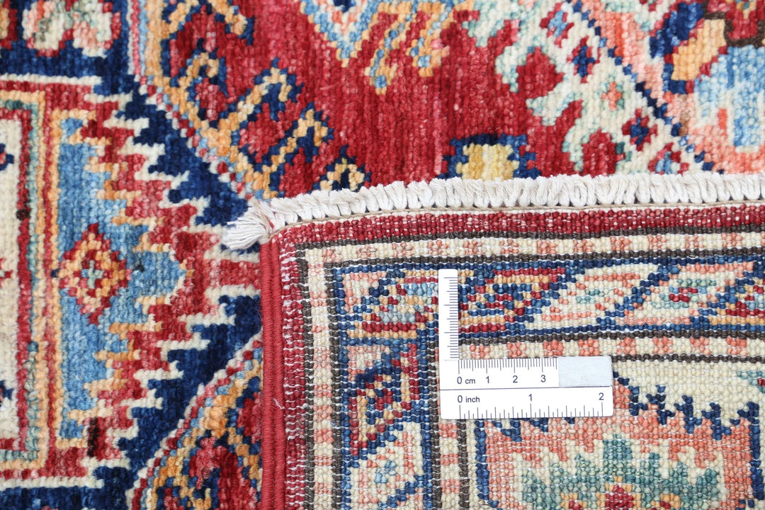 Afghan Royal Kazak Rug 3' 5" x 5' 2" Hand-Knotted | No. AT41449