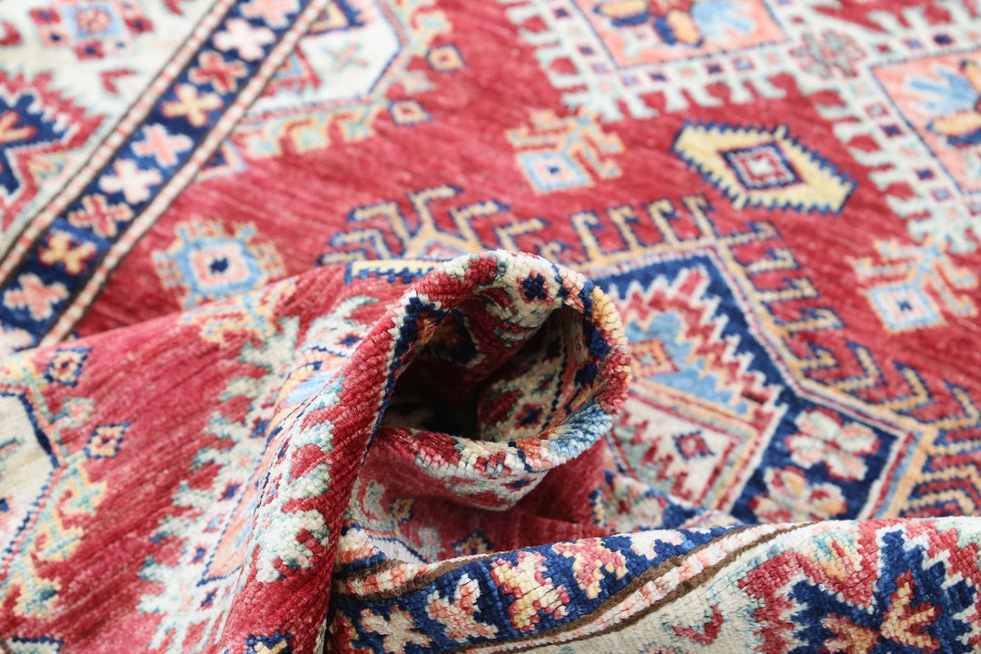 Afghan Royal Kazak Rug 3' 5" x 5' 2" Hand-Knotted | No. AT41449