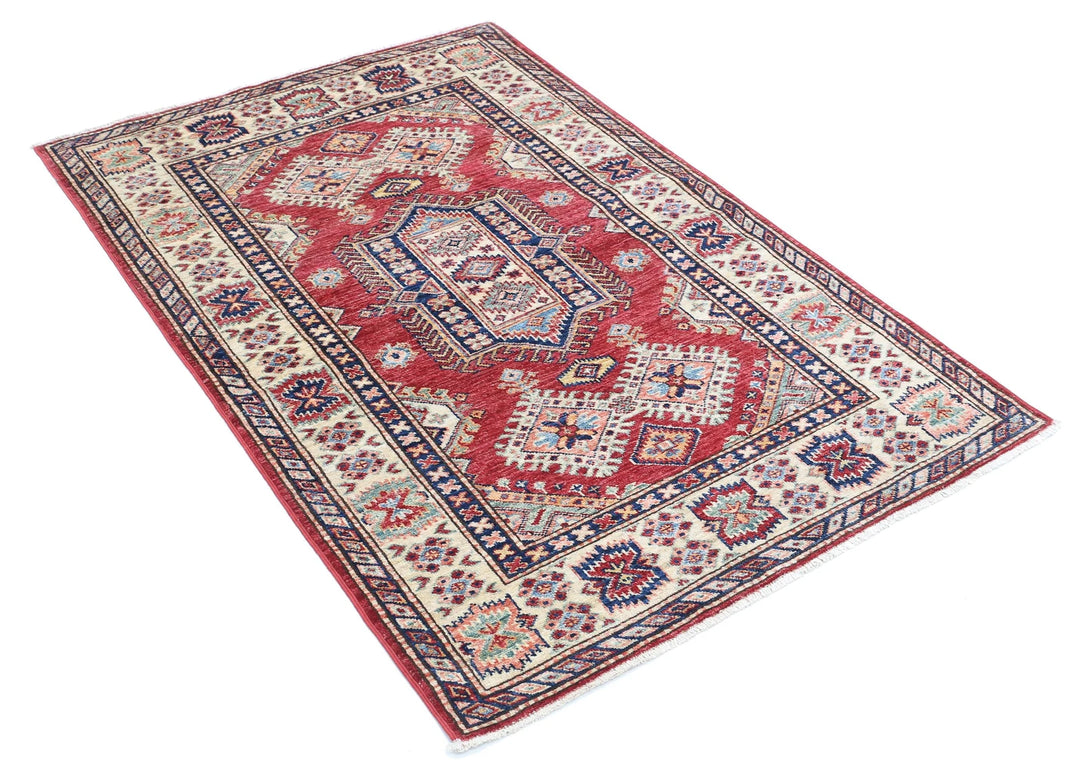 Afghan Royal Kazak Rug 3' 5" x 5' 2" Hand-Knotted | No. AT41449