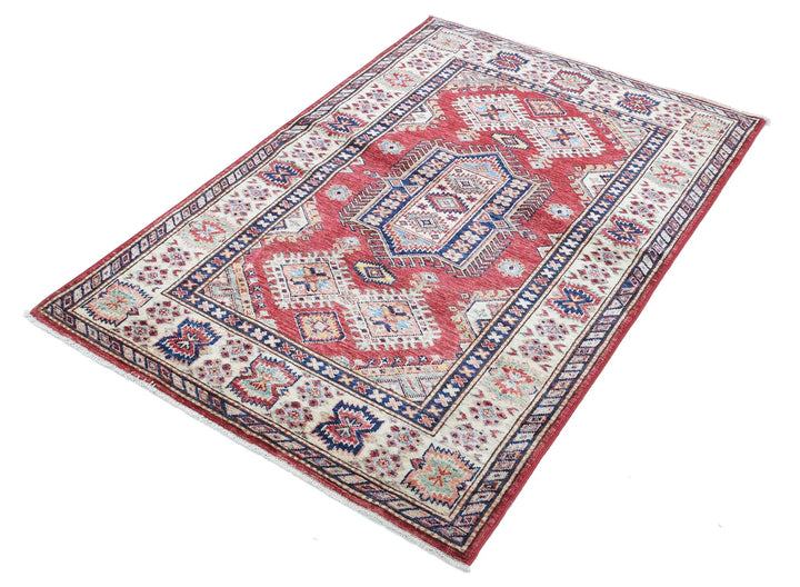 Afghan Royal Kazak Rug 3' 5" x 5' 2" Hand-Knotted | No. AT41449