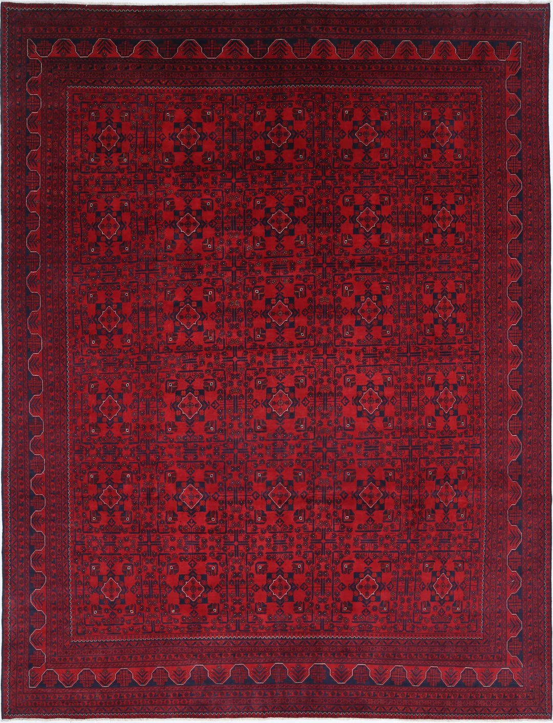 Red Afghan Khal Muhammadi Rug 9' 9" x 12' 11" Hand-Knotted | No. AT41506