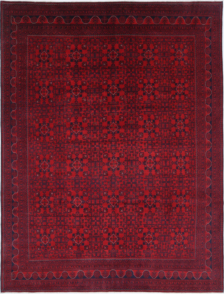 Red Afghan Khal Muhammadi Rug 9' 9" x 12' 11" Hand-Knotted | No. AT41506