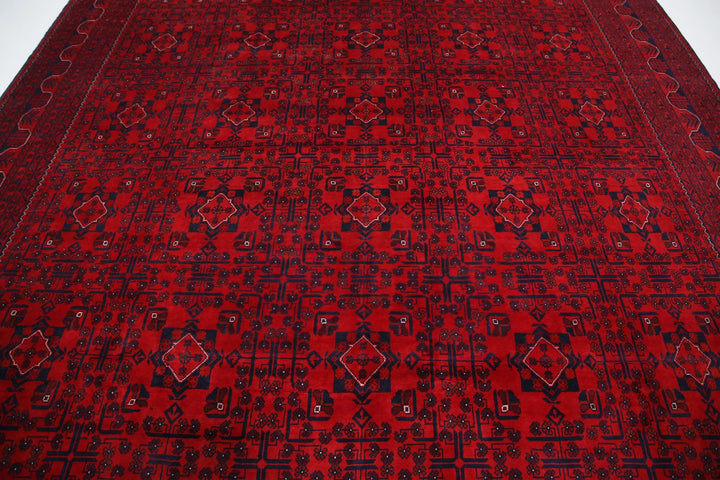 Red Afghan Khal Muhammadi Rug 9' 9" x 12' 11" Hand-Knotted | No. AT41506