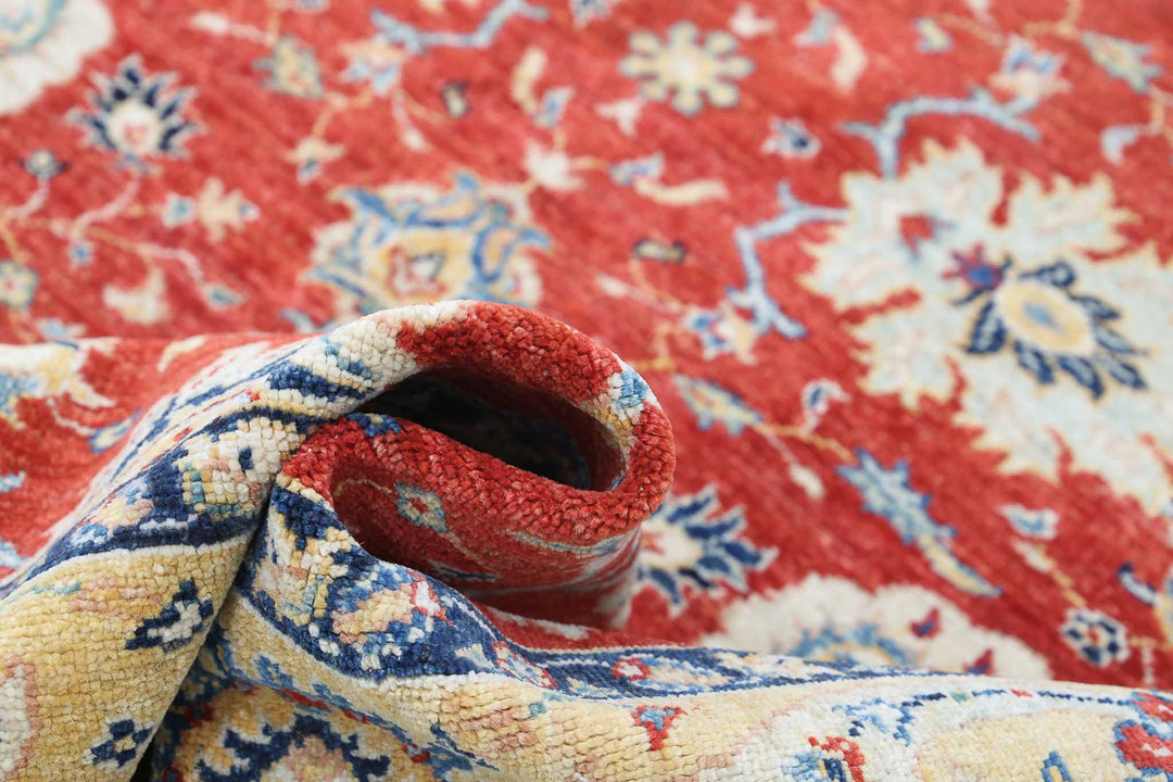 Red Afghan Ziegler Rug 5' 11" x 7' 11" Hand-Knotted | No. AT41540