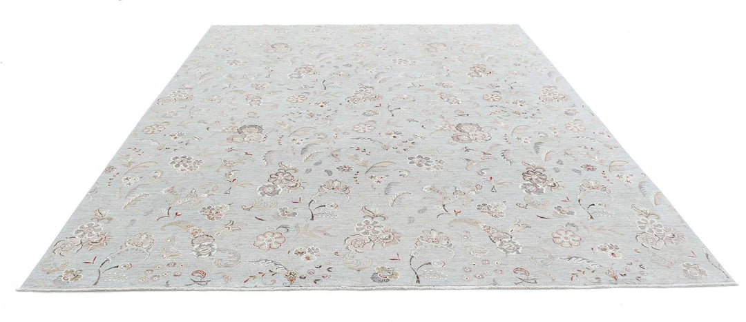 Grey Afghan Oriental Rug 8' 11" x 11' 7" Hand-Knotted | No. AT41584