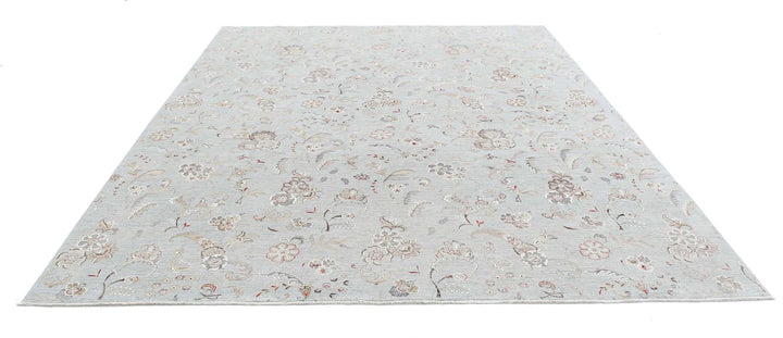 Grey Afghan Oriental Rug 8' 11" x 11' 7" Hand-Knotted | No. AT41584