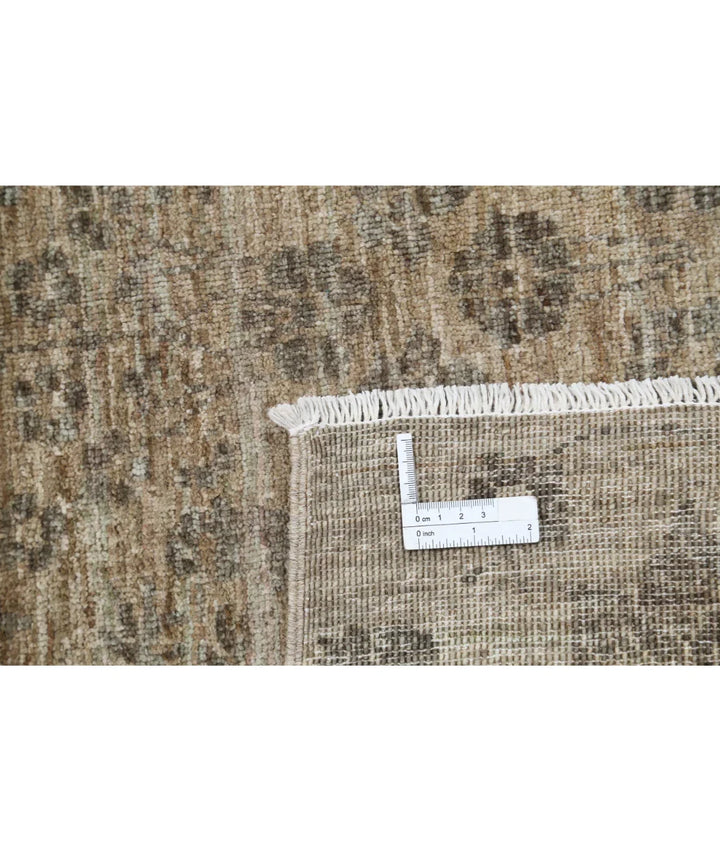 Brown Afghan Ziegler Rug 4' 0" x 5' 7" Hand-Knotted | No. AT41598