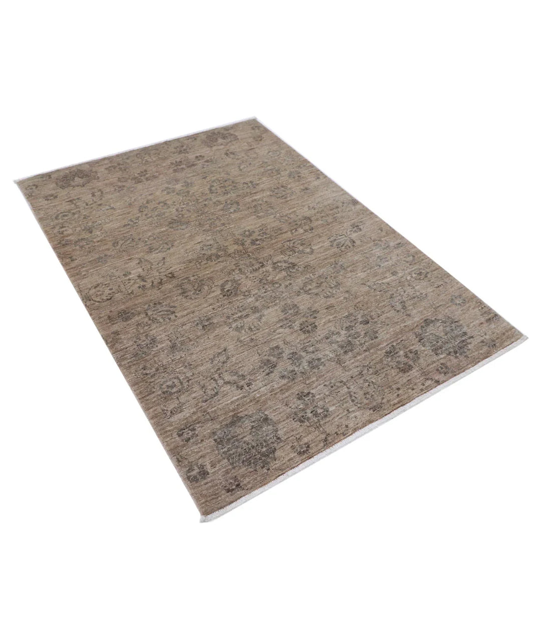 Brown Afghan Ziegler Rug 4' 0" x 5' 7" Hand-Knotted | No. AT41598