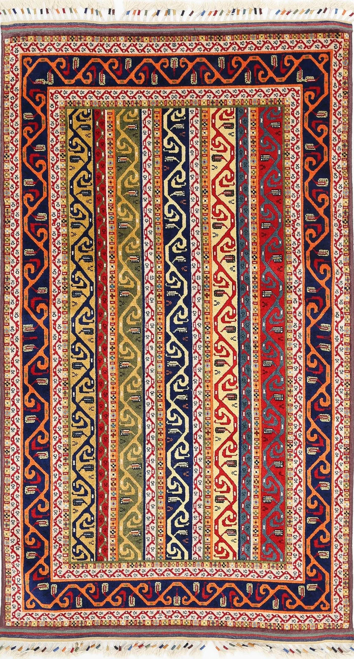 Afghan Shaal Rug 4' 1" x 7' 7" Hand-Knotted | No. AT41683