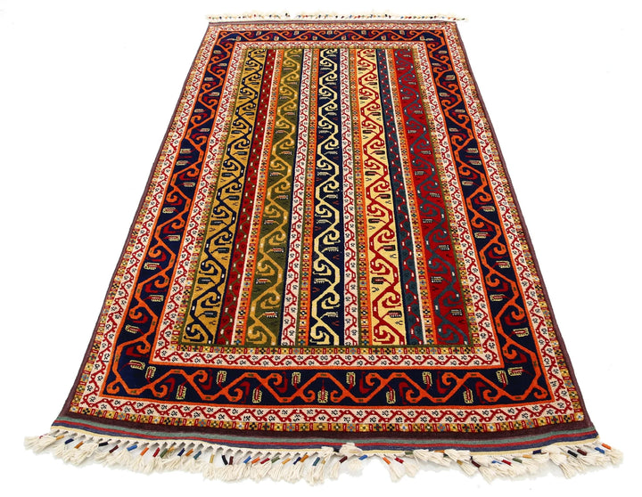 Afghan Shaal Rug 4' 1" x 7' 7" Hand-Knotted | No. AT41683