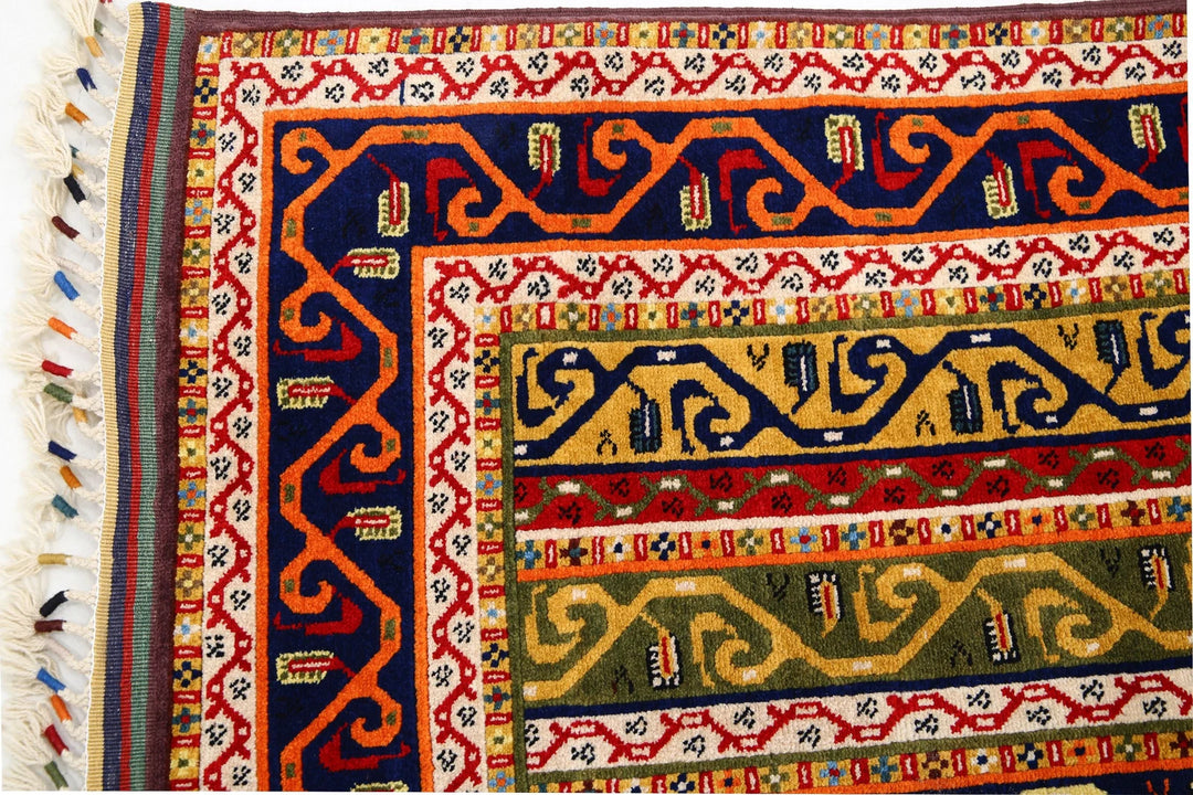 Afghan Shaal Rug 4' 1" x 7' 7" Hand-Knotted | No. AT41683