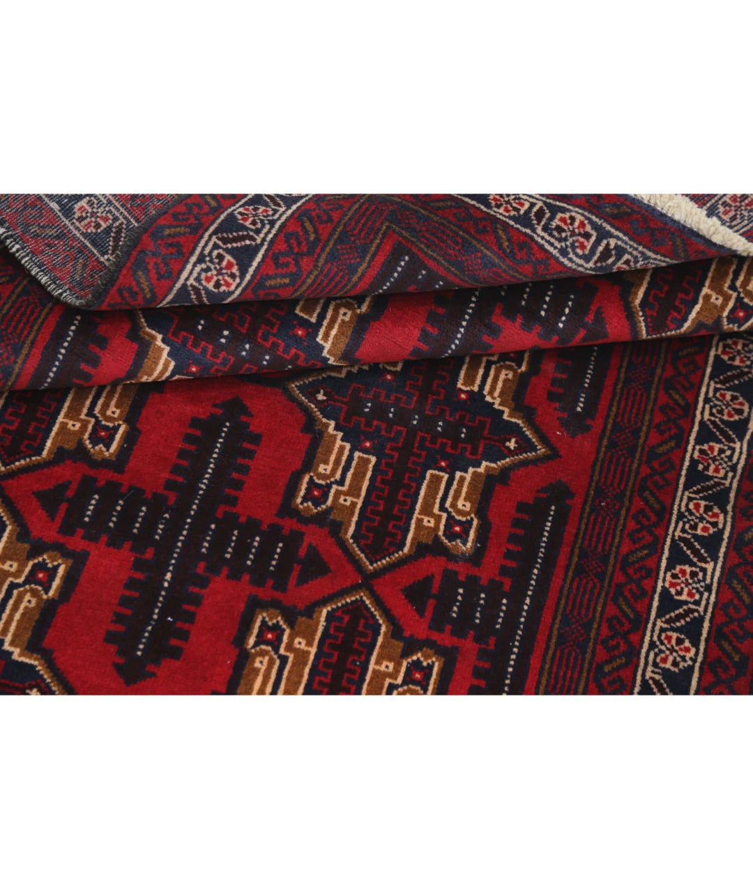 Red Afghan Tribal Rug 2' 9" x 4' 5" Hand-Knotted | No. AT41724