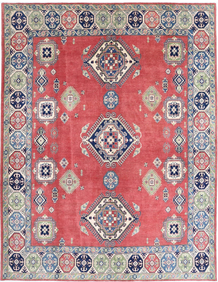 Afghan Kazak Rug 9' 1" x 11' 8" Hand-Knotted | No. AT41725