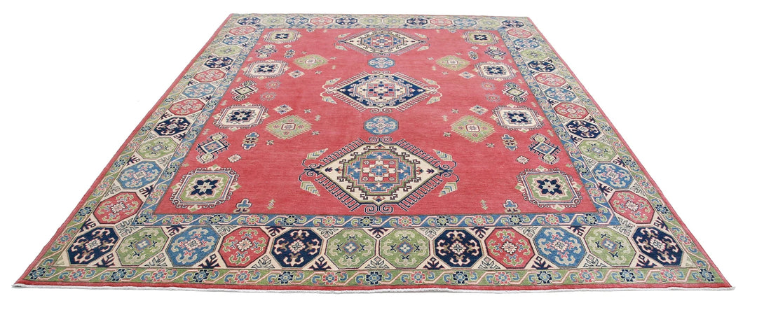 Afghan Kazak Rug 9' 1" x 11' 8" Hand-Knotted | No. AT41725