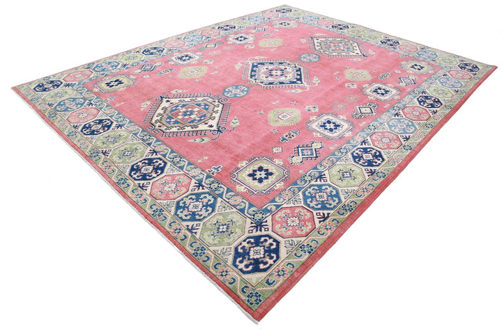 Afghan Kazak Rug 9' 1" x 11' 8" Hand-Knotted | No. AT41725