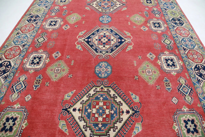 Afghan Kazak Rug 9' 1" x 11' 8" Hand-Knotted | No. AT41725