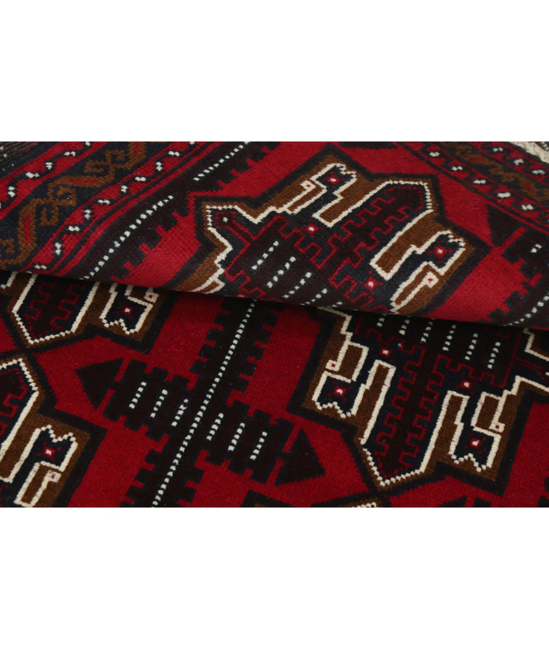 Red Afghan Tribal Rug 2' 10" x 4' 10" Hand-Knotted | No. AT41735