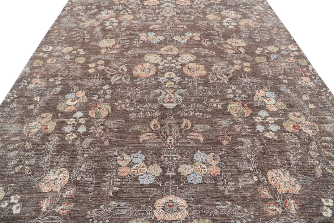 Afghan Tabriz Rug 8' 10" x 11' 3" Hand-Knotted | No. AT41773