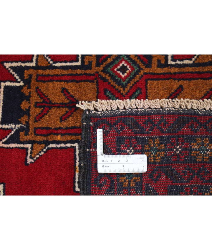 Red Afghan Tribal Rug 2' 11" x 4' 10" Hand-Knotted | No. AT41780
