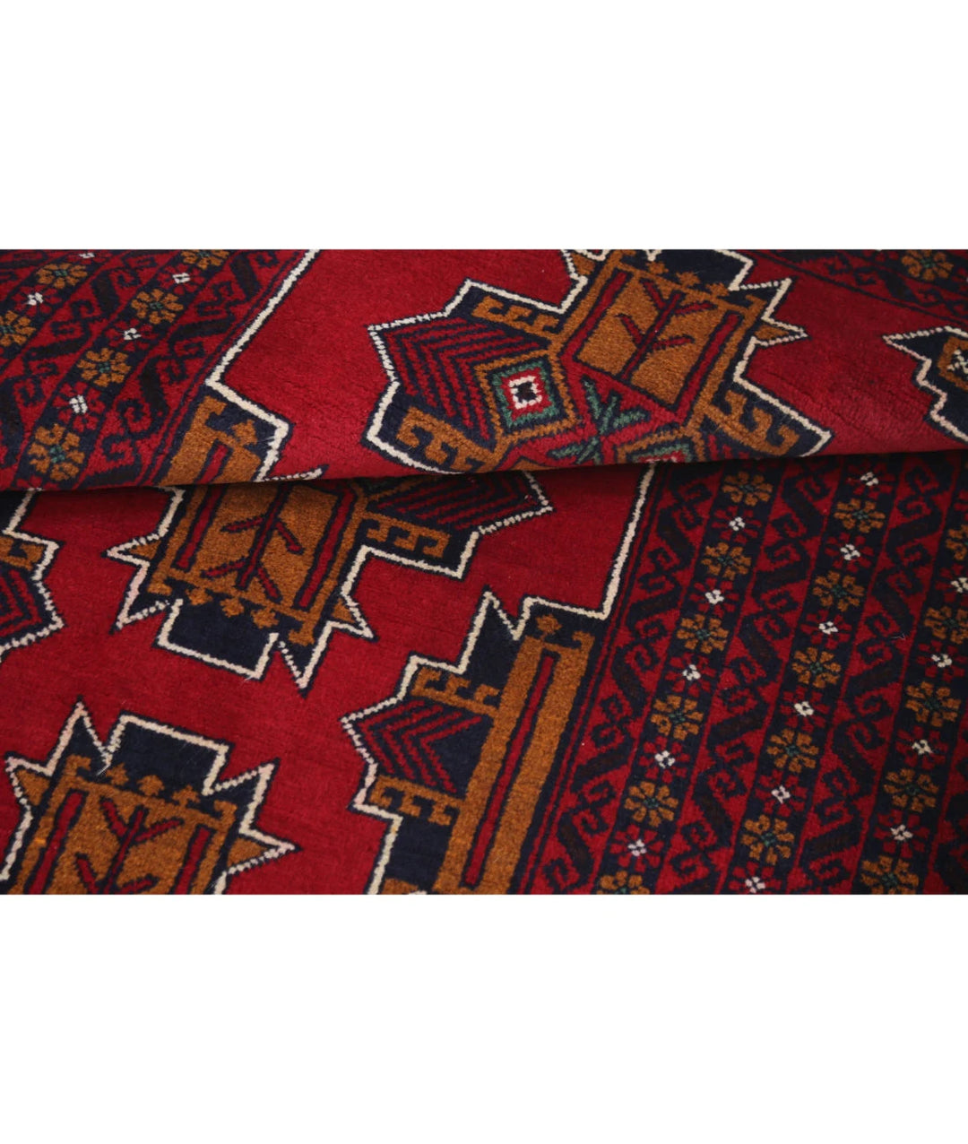 Red Afghan Tribal Rug 2' 11" x 4' 10" Hand-Knotted | No. AT41780