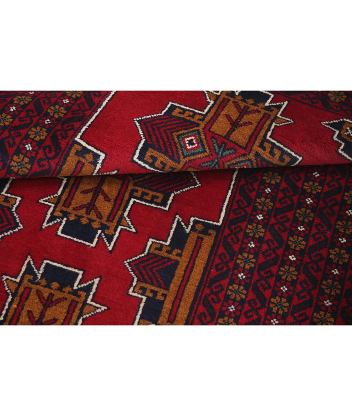 Red Afghan Tribal Rug 2' 11" x 4' 10" Hand-Knotted | No. AT41780