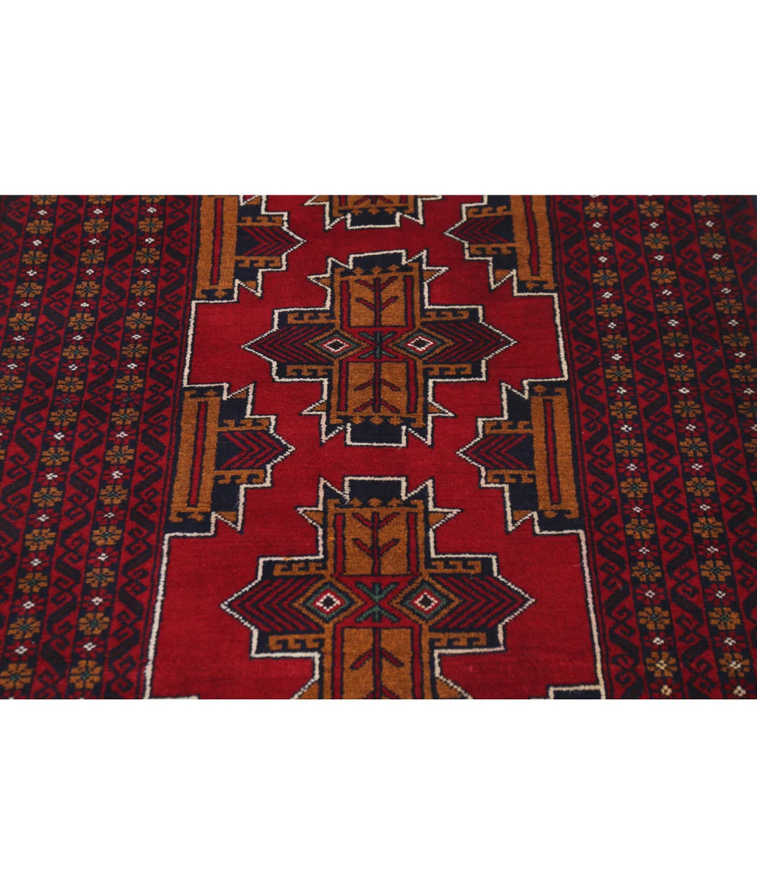 Red Afghan Tribal Rug 2' 11" x 4' 10" Hand-Knotted | No. AT41780