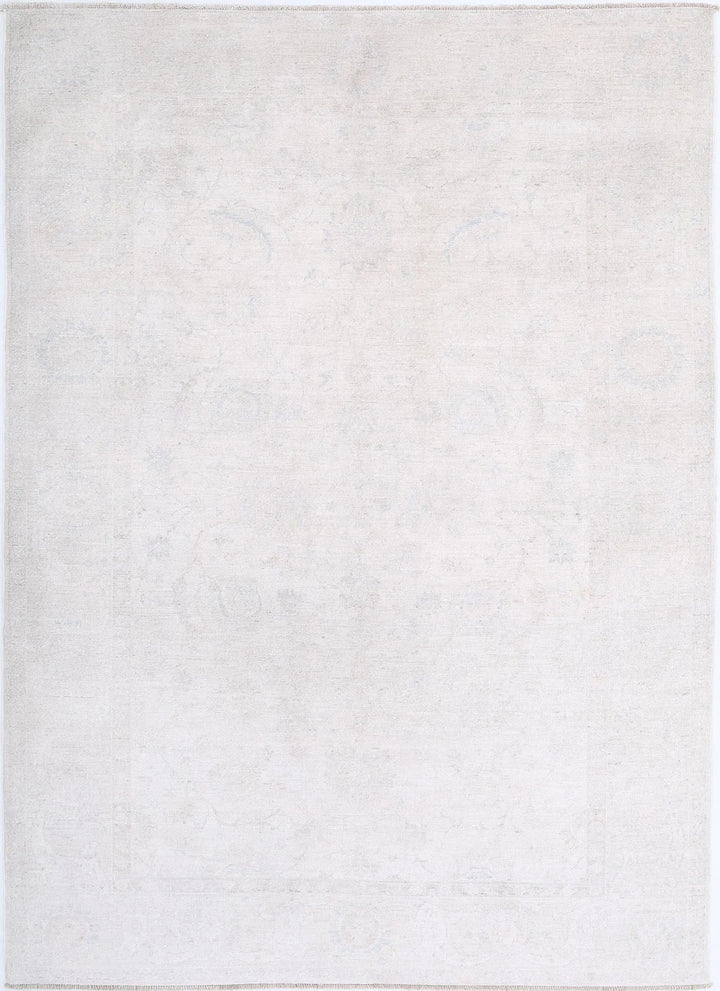 Ivory Afghan Serenity Rug 5' 7" x 7' 8" Hand-Knotted | No. AT41791