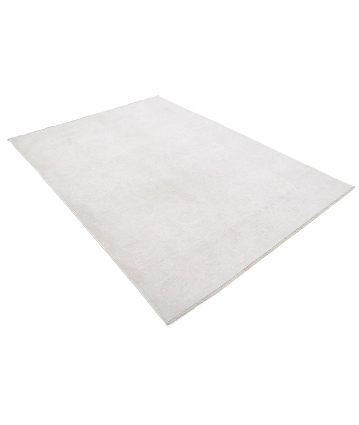 Ivory Afghan Serenity Rug 5' 7" x 7' 8" Hand-Knotted | No. AT41791