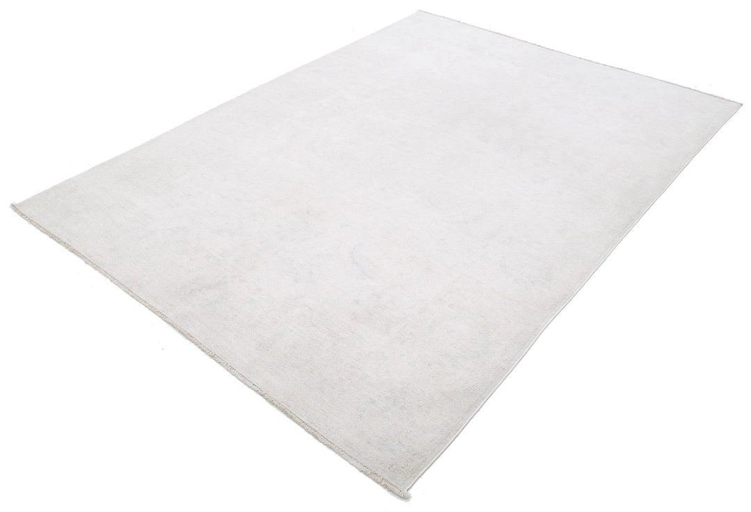 Ivory Afghan Serenity Rug 5' 7" x 7' 8" Hand-Knotted | No. AT41791