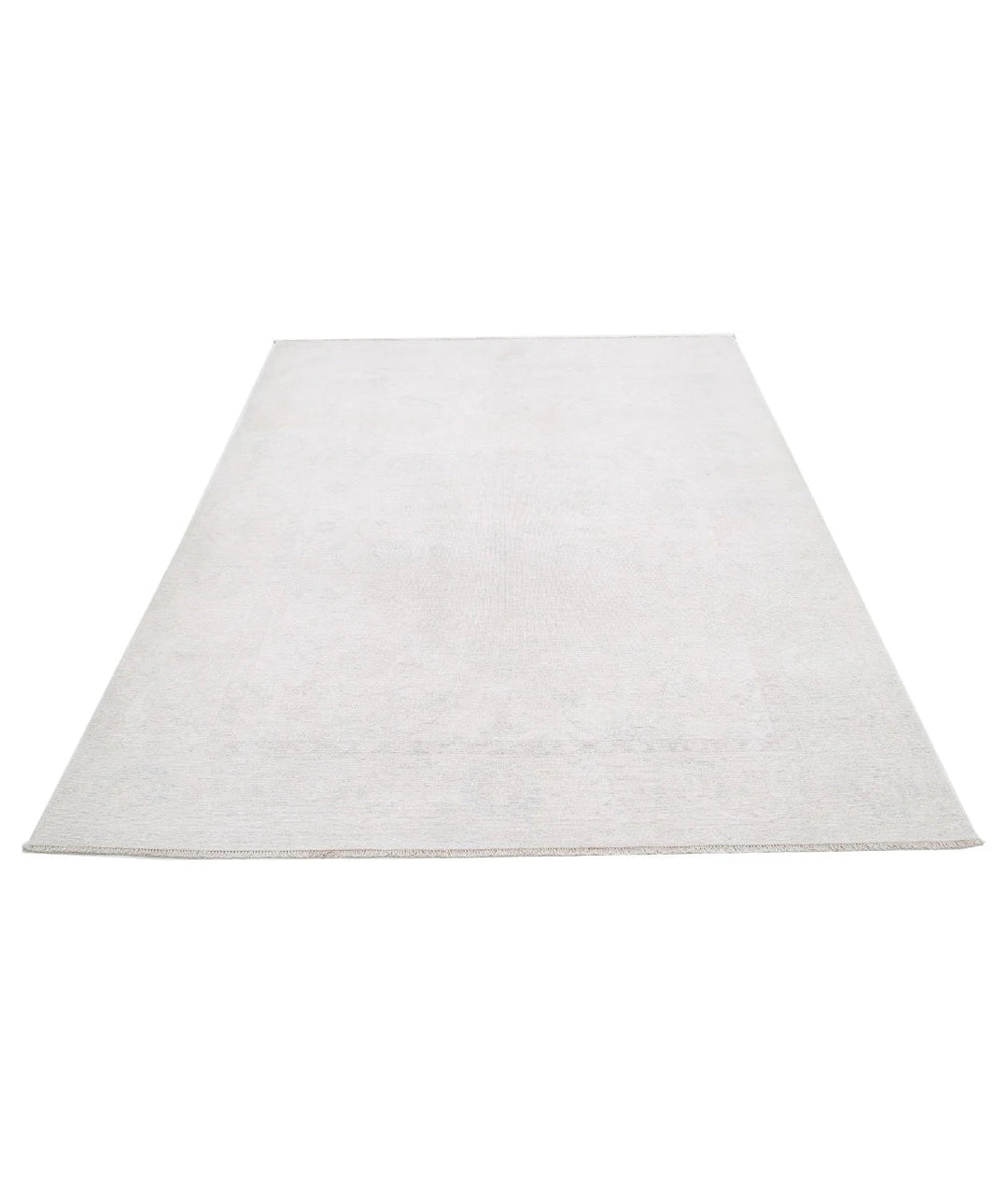 Ivory Afghan Serenity Rug 5' 7" x 7' 8" Hand-Knotted | No. AT41791