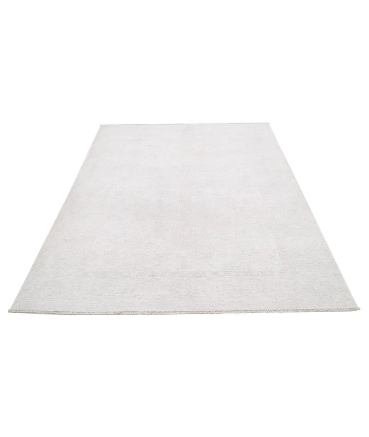 Ivory Afghan Serenity Rug 5' 7" x 7' 8" Hand-Knotted | No. AT41791