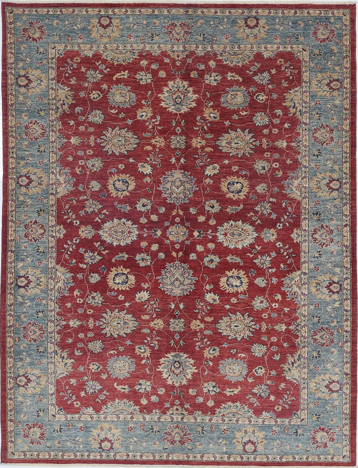 Red Afghan Ziegler Rug 5' 9" x 7' 9" Hand-Knotted | No. AT41874