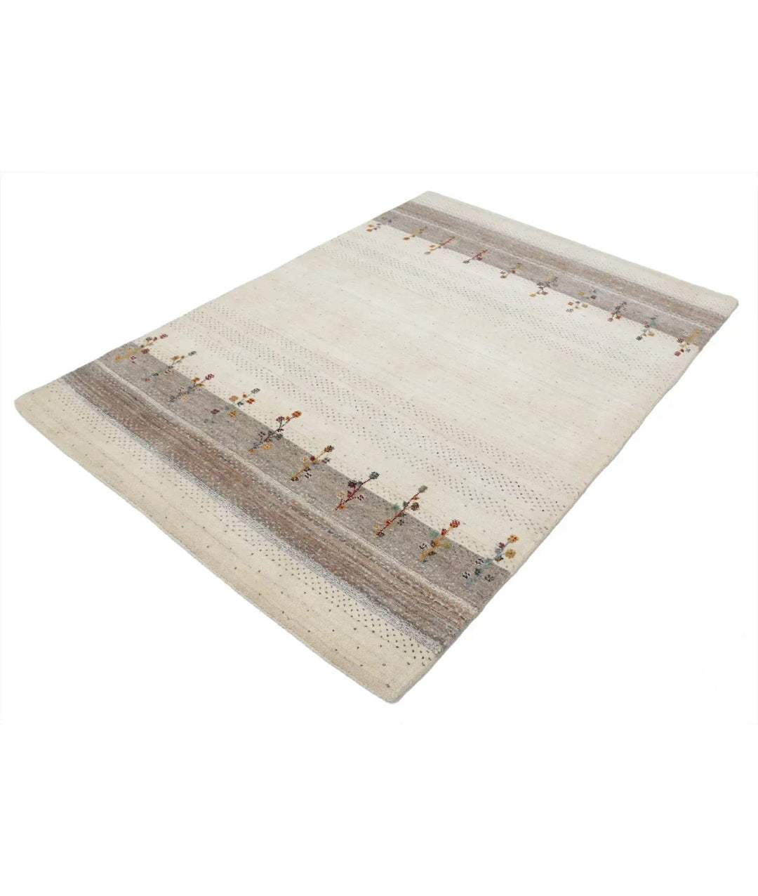 Ivory Indian Oriental Rug 4' 8" x 6' 5" Hand-Knotted | No. AT41908