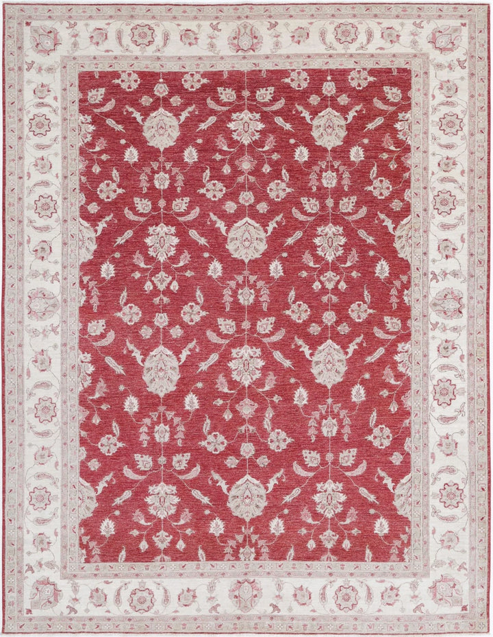 Red Afghan Ziegler Rug 8' 2" x 10' 11" Hand-Knotted | No. AT41918