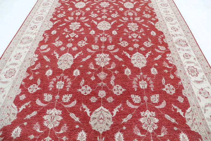 Red Afghan Ziegler Rug 8' 2" x 10' 11" Hand-Knotted | No. AT41918