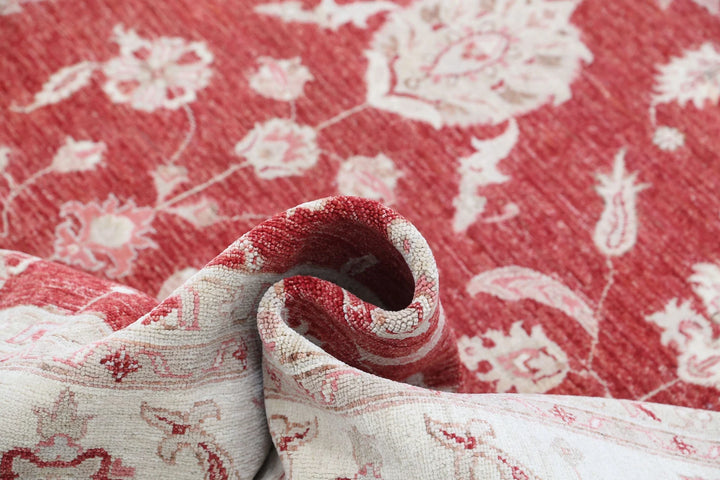 Red Afghan Ziegler Rug 8' 2" x 10' 11" Hand-Knotted | No. AT41918