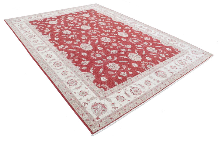 Red Afghan Ziegler Rug 8' 2" x 10' 11" Hand-Knotted | No. AT41918