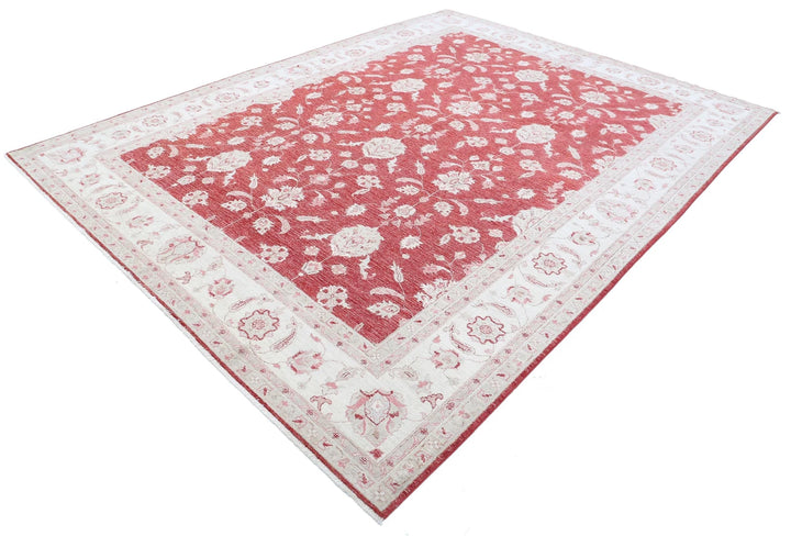 Red Afghan Ziegler Rug 8' 2" x 10' 11" Hand-Knotted | No. AT41918