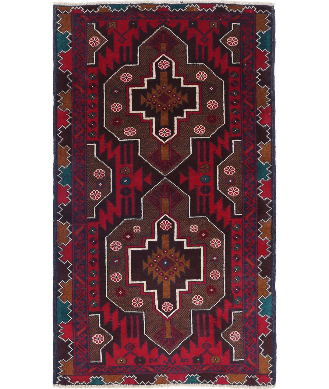 Red Afghan Tribal Rug 2' 9" x 4' 8" Hand-Knotted | No. AT41986