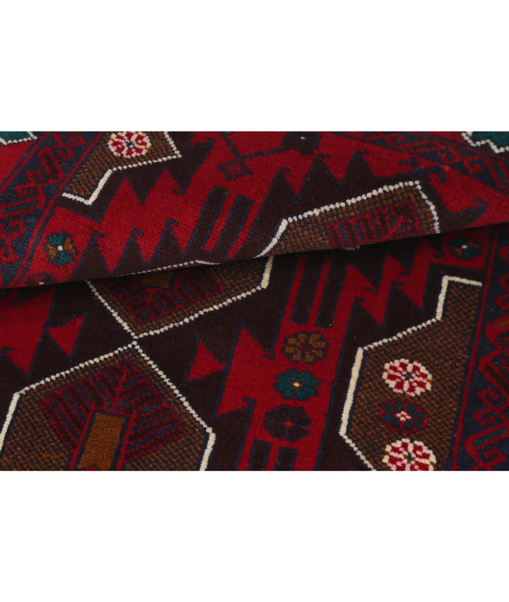 Red Afghan Tribal Rug 2' 9" x 4' 8" Hand-Knotted | No. AT41986