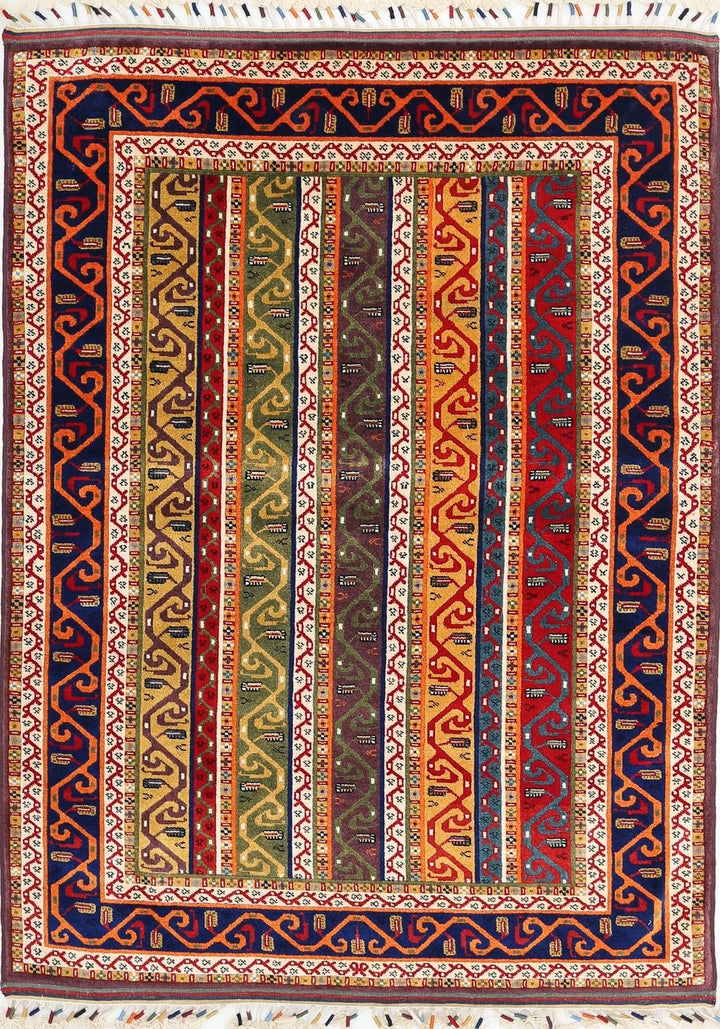 Afghan Shaal Rug 4' 5" x 6' 3" Hand-Knotted | No. AT42050