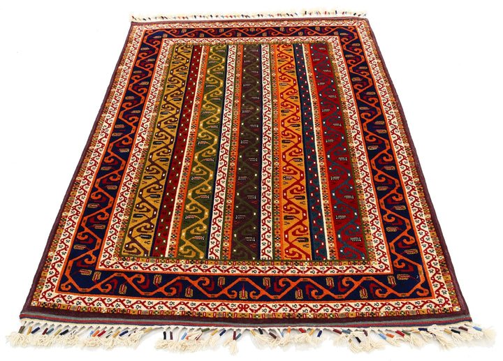 Afghan Shaal Rug 4' 5" x 6' 3" Hand-Knotted | No. AT42050